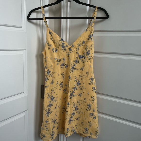 REFORMATION YELLOW/BLUE FLORAL PRINT SLEEVELESS MINI DRESS SIZE XS - Picture 2 of 6